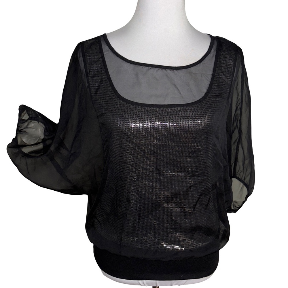 Ann Taylor Black Sheer Blouse